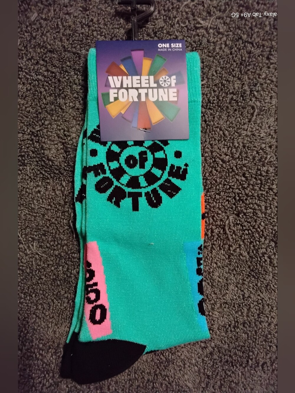 Hasbro Wheel of Fortune Teal Black Pink Blue Socks
